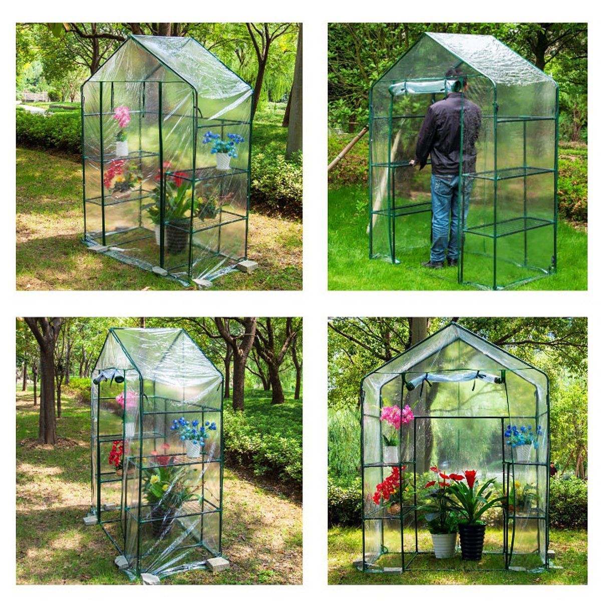 Portable-3-Tier-6-Shelves-Walk-In-Mini-Greenhouse-Outdoor-Plant-Gardening-Clear-Cover-1678160