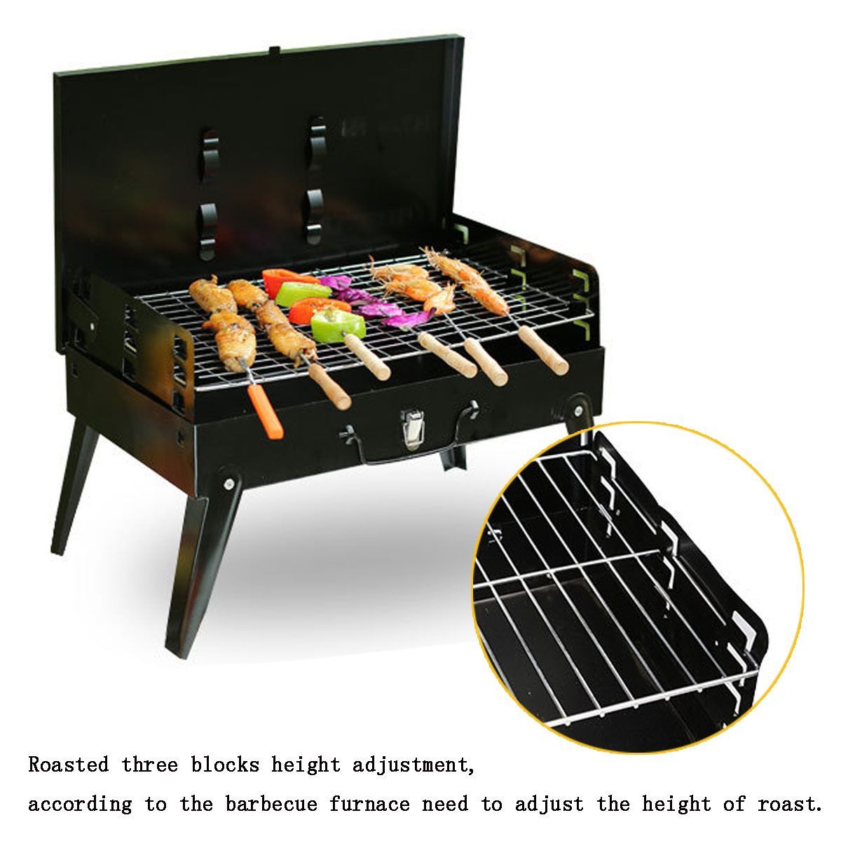 Portable-Charcoal-Grill-18quot-Steel-Outdoor-BBQ-Cooker-Tabletop-Tailgate-1663607