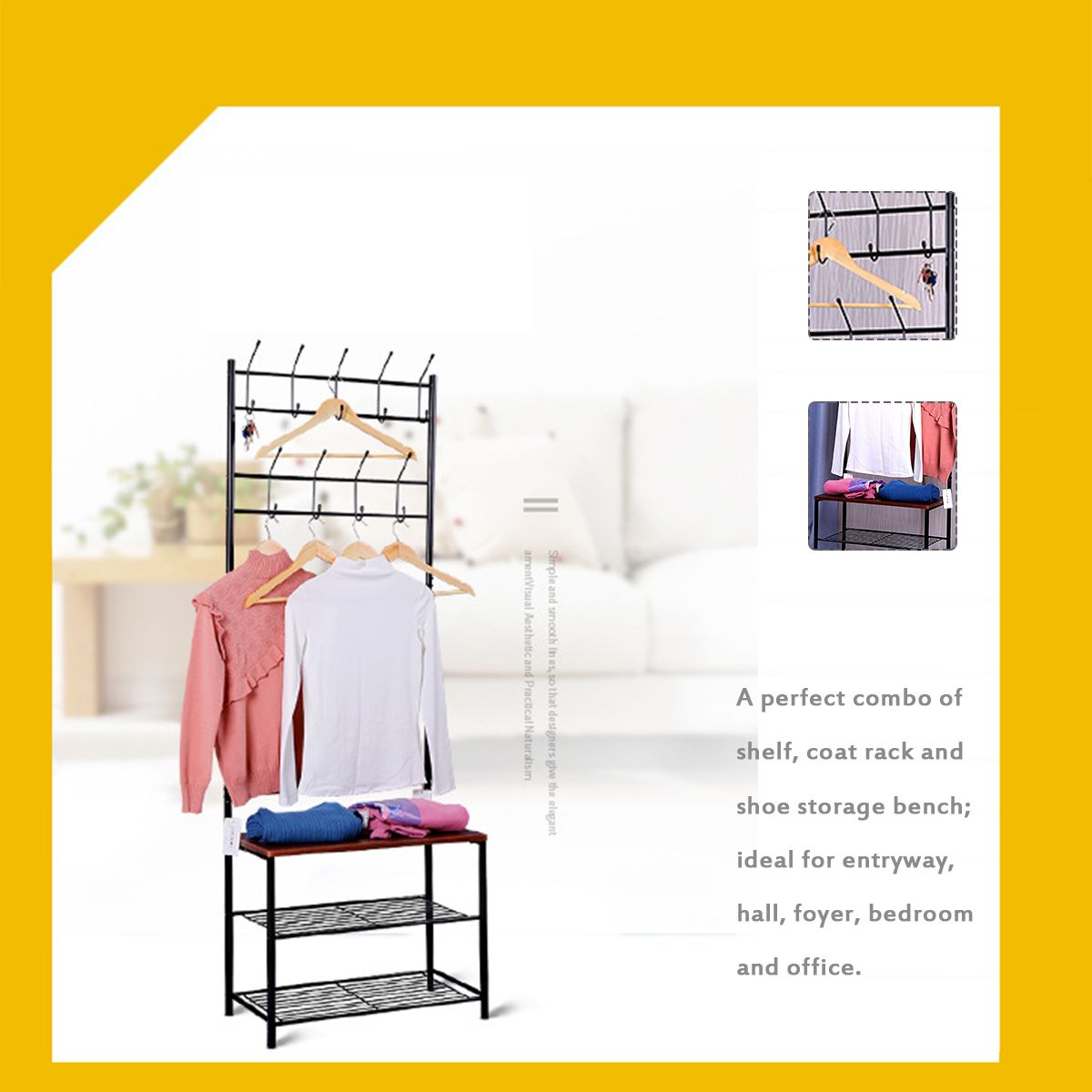 Portable-Clothes-Cloth-Coat-Rack-Hanger-Garment-Shoe-Rack-Hat-Hook-Bench-Shelf-1655121