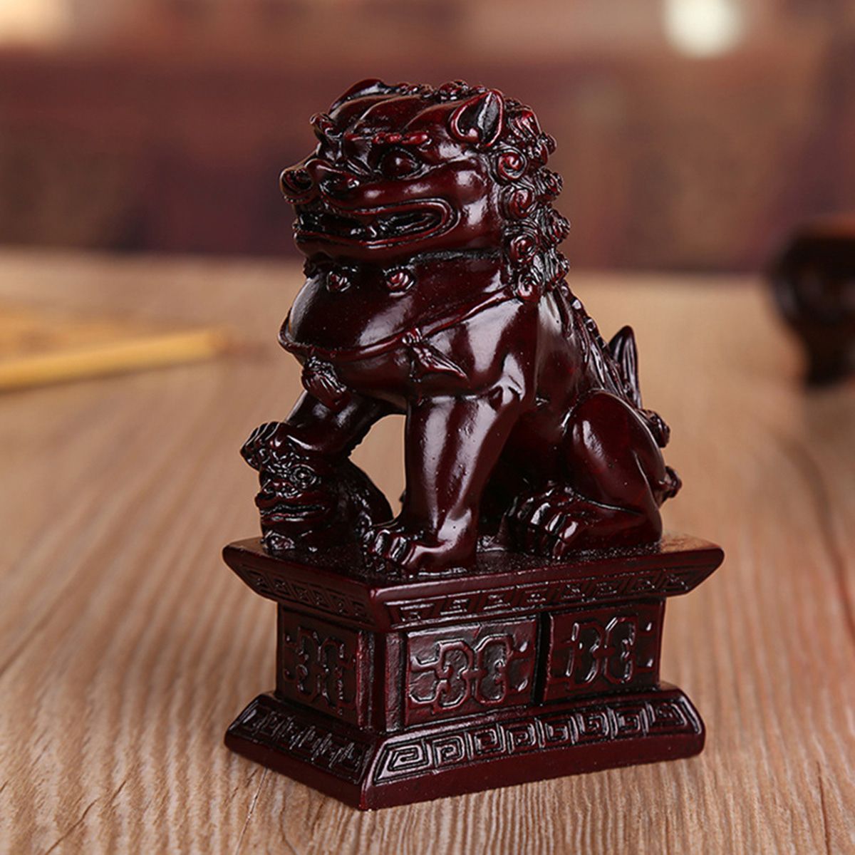 Red-Chinese-Resin-Carving-Fengshui-Lion-Fu-Foo-Dog-Guardion-Beast-Statue-Home-Decorations-1438329
