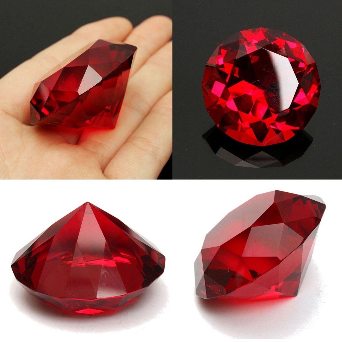 Red-Diamond-Shaped-Crystal-Glass-Art-Paperweight-Wedding-Favors-Shower-Home-Decor-40mm-1451072