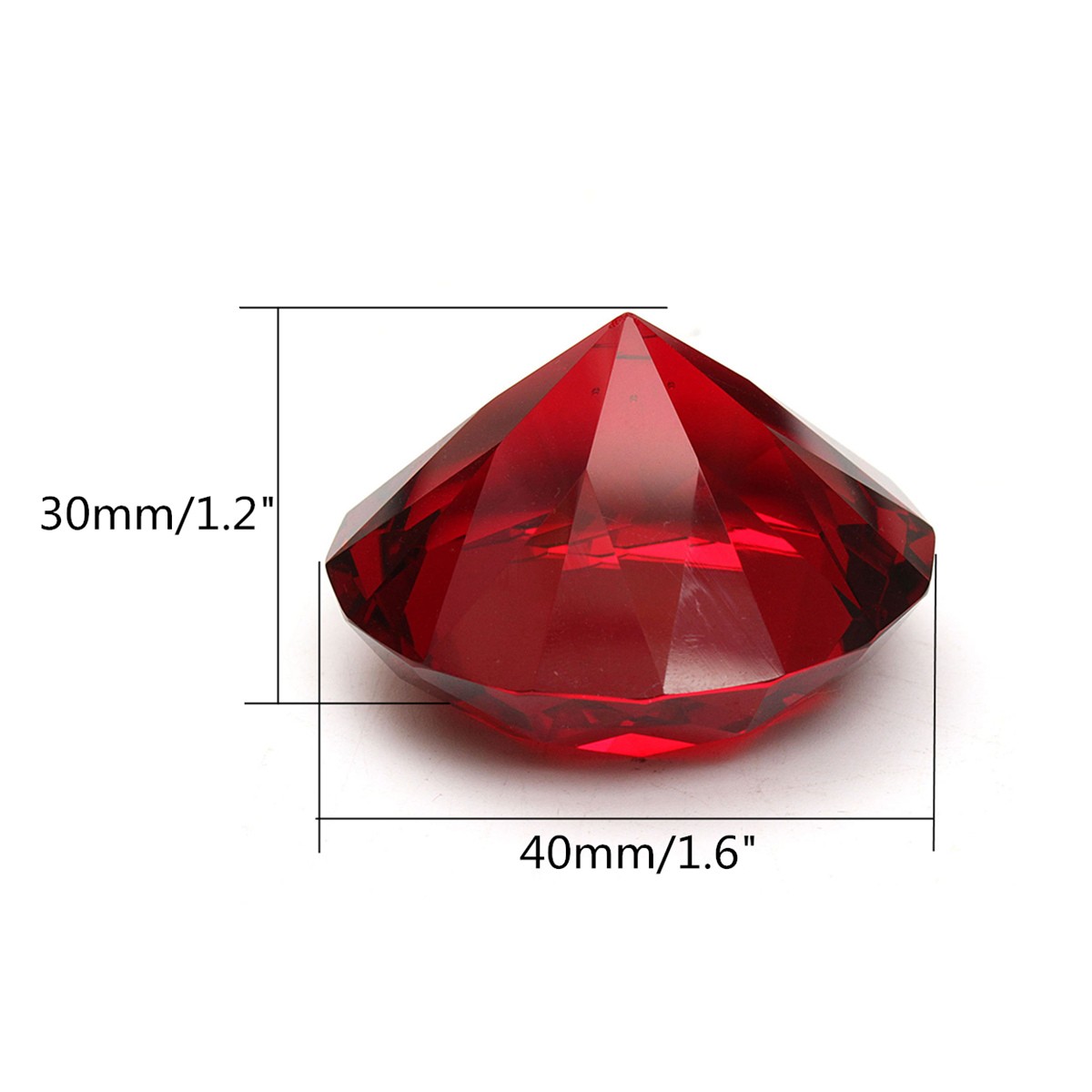 Red-Diamond-Shaped-Crystal-Glass-Art-Paperweight-Wedding-Favors-Shower-Home-Decor-40mm-1451072