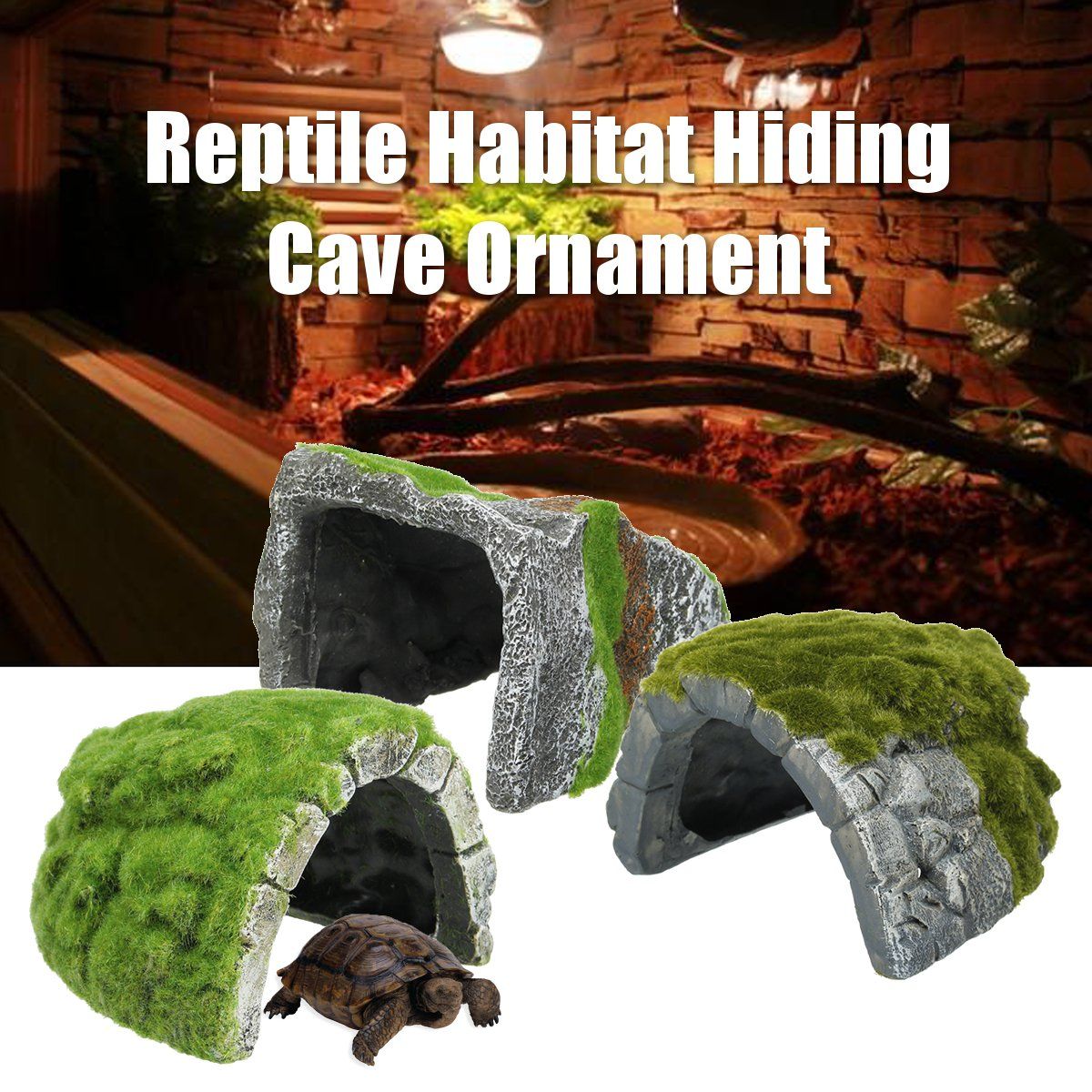 Reptile-Habitat-Fish-Tank-Hiding-Cave-Resin-Turtle-Basking-Decorations-Ornament-1592961