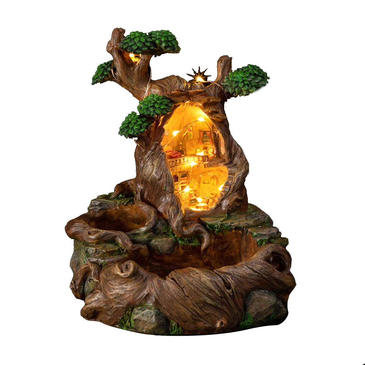 Resin-Flowerpot-Succulent-Plants-Planter-Pot-Childhood-Tree-House-With-Light-1630191