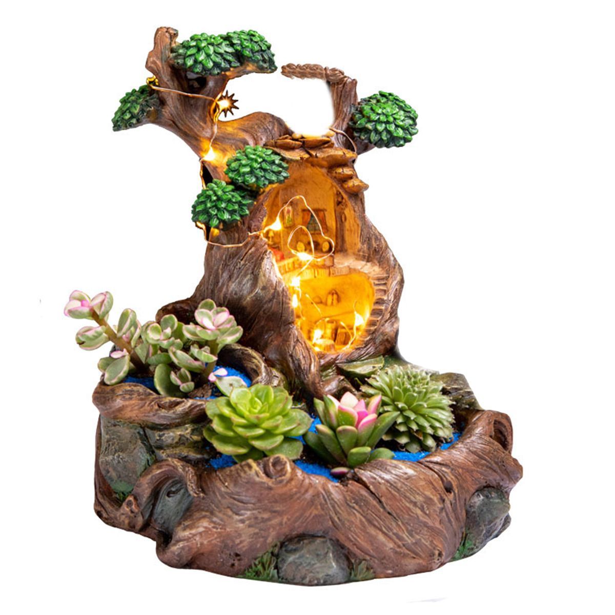 Resin-Flowerpot-Succulent-Plants-Planter-Pot-Childhood-Tree-House-With-Light-1630191