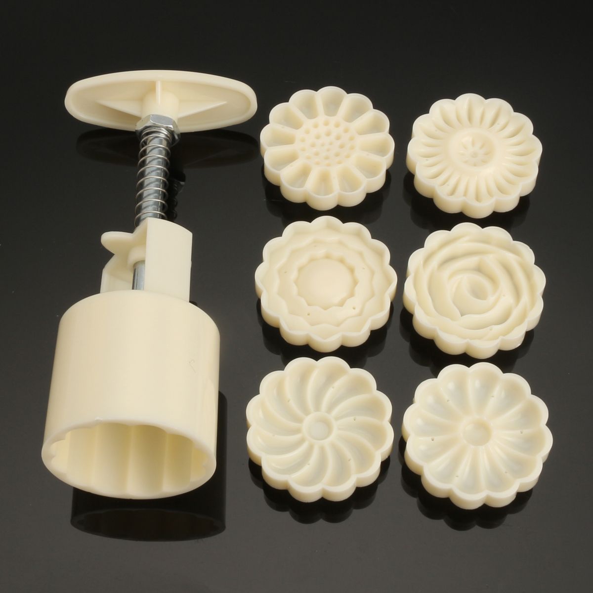 Round-Mooncake-Pastry-Mold-50g-Hand-Press-Mould-Flower-Pattern-Festival-Decor-DIY-Decor-w-6-Stamps-1339042