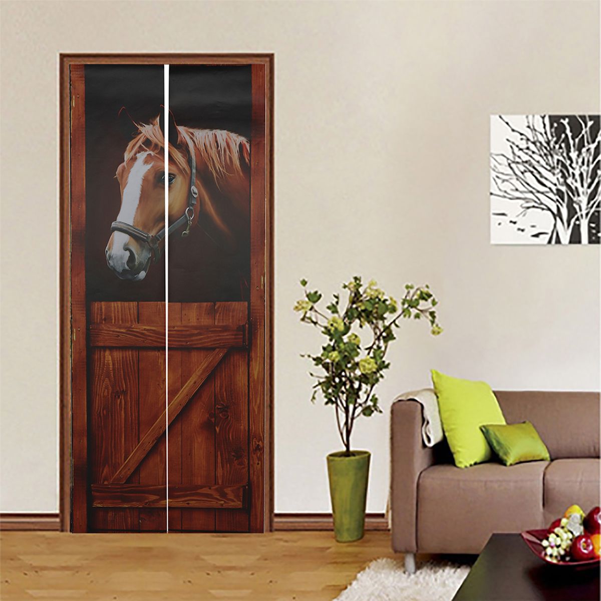 Self-Adhesive-Mural-Decals-3D-Horse-Door-Wall-Sticker-Wrap-Home-Decor-77x200cm-1719671