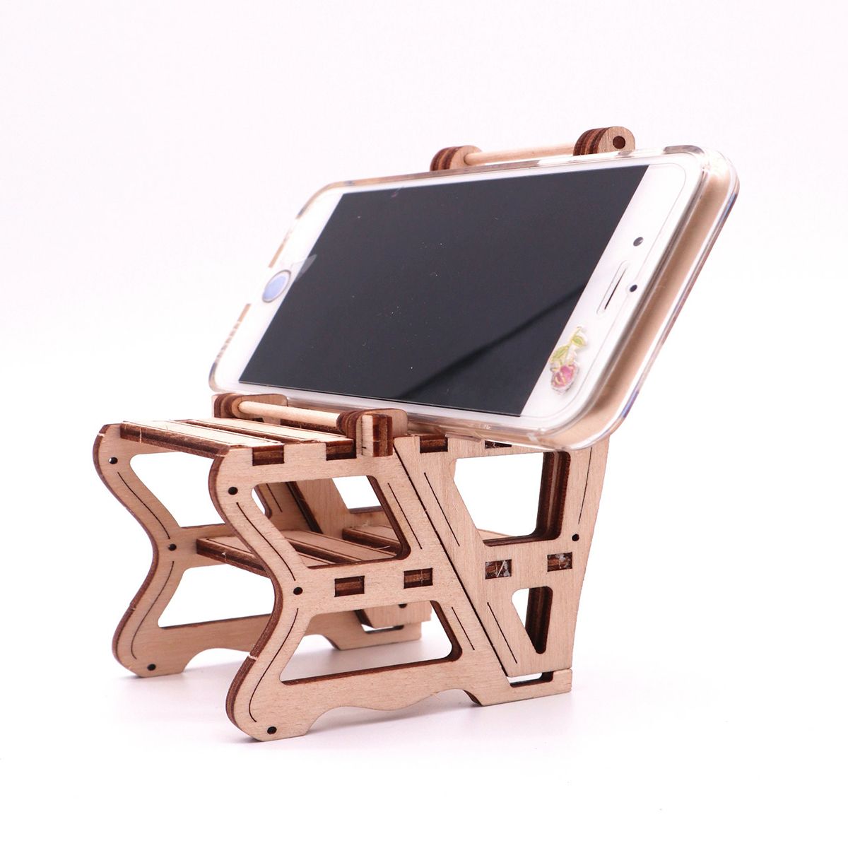 Self-Assembly-Wooden-Chair-Birch-Phone-Shelf-Holder-Model-Gift-Children-Science-Model-Building-Kits-1456822