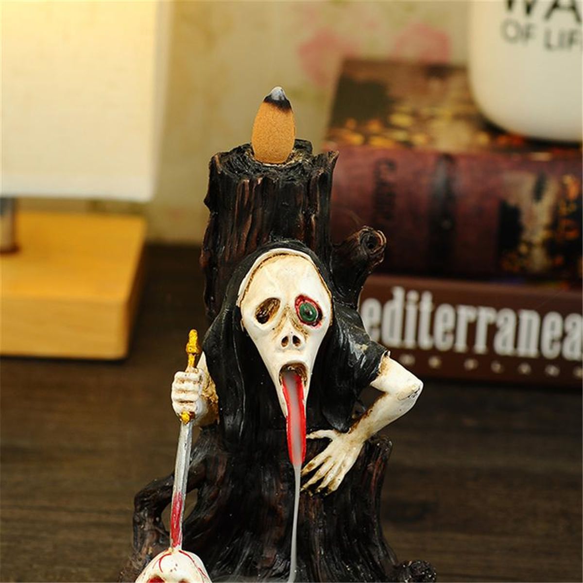 Skull-Shape-Resin-Backflow-Incense-Burner-Tower-Statue-Figurine-Ghost-Head-Home-Decor-1535996