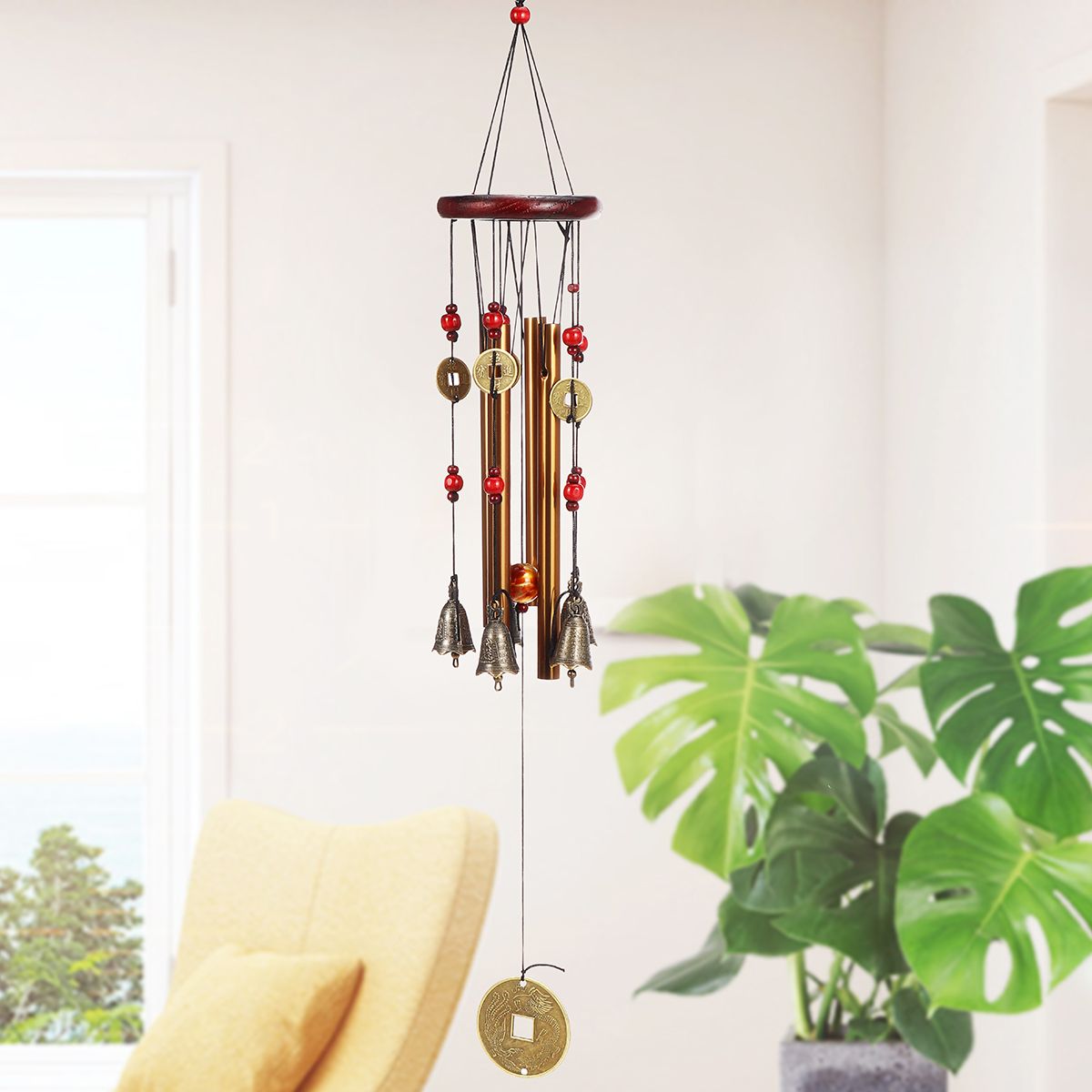 Solid-Wood-Bronze-Wind-Chimes-Hanging-Ornament-Yard-Garden-Decor-Gift-1719570