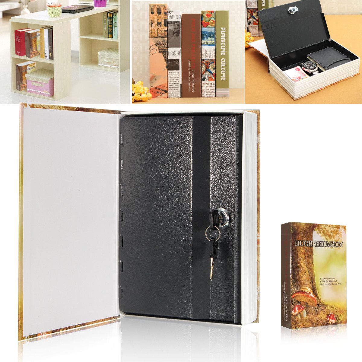 Stainless-Steel-Dictionary-Security-Safe-Gift-Box-Piggy-Bank-Collections-Storage-with-Key-1304639