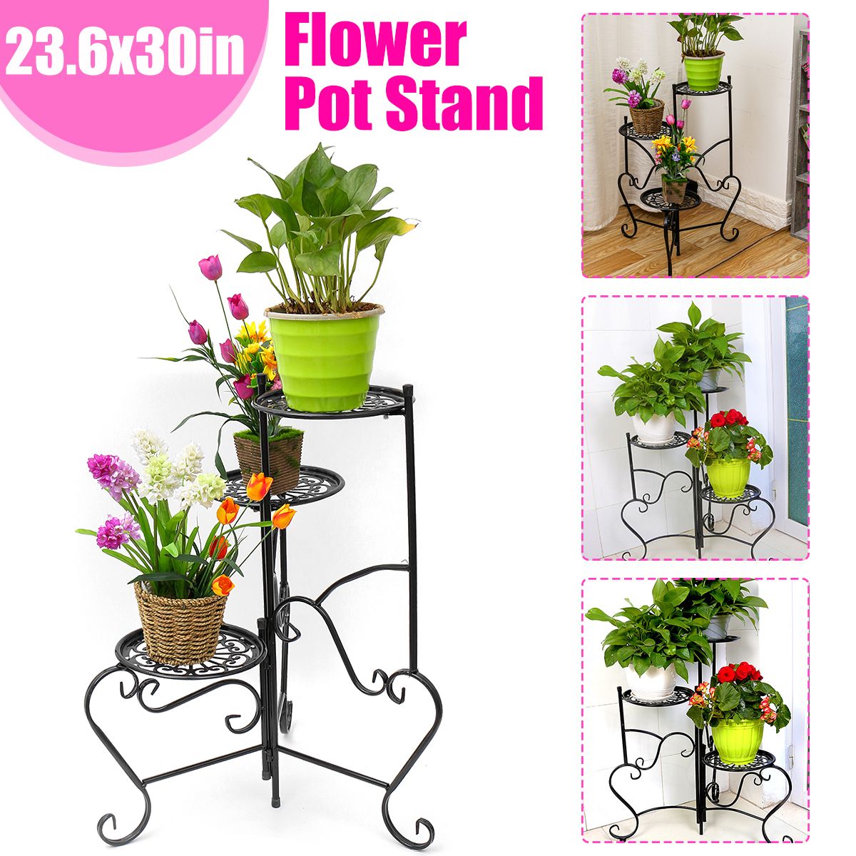 UK-Metal-Flower-Stand-Plant-Pot-Holder-Space-Saving-Decorative-Display-Shelf-DIY-1682478