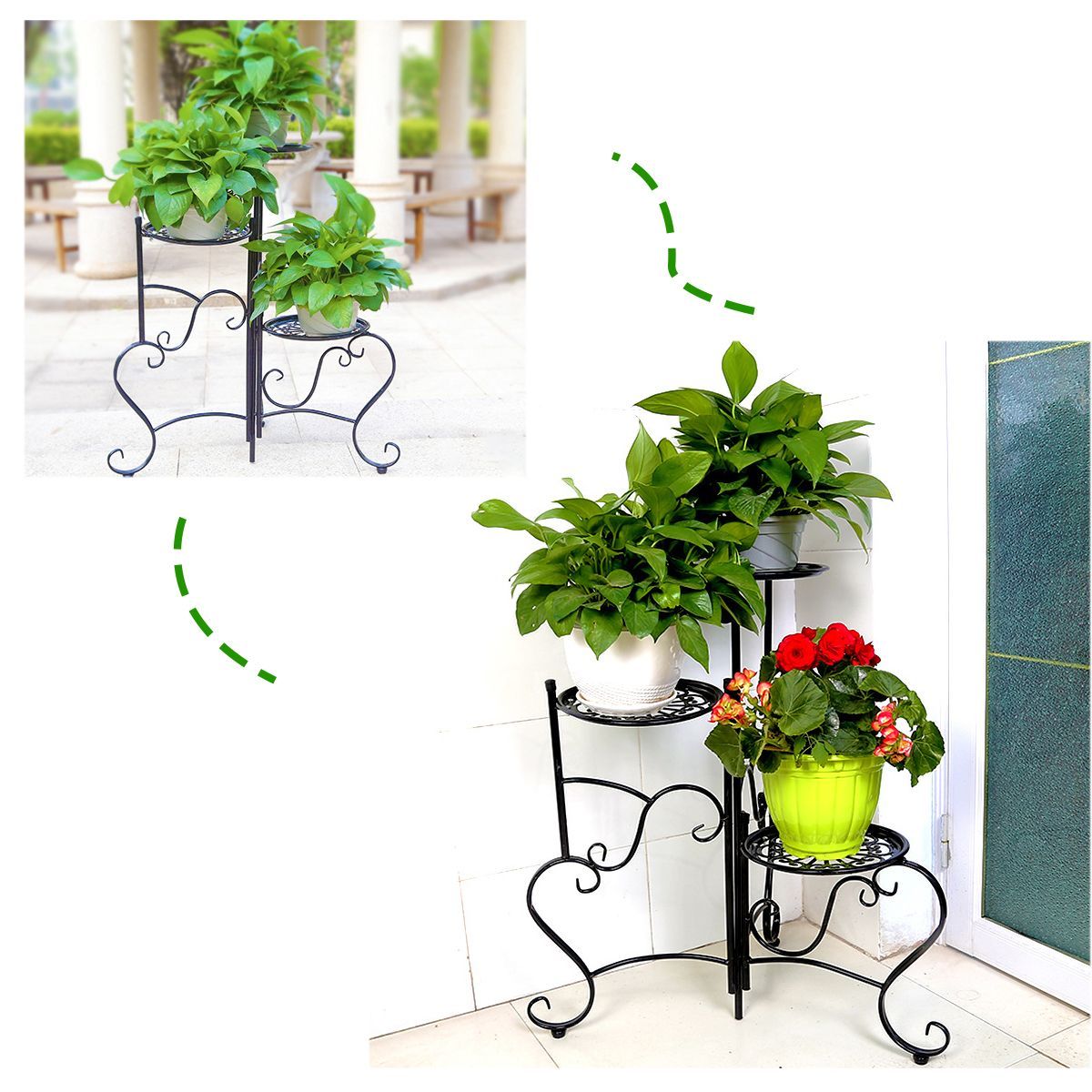 UK-Metal-Flower-Stand-Plant-Pot-Holder-Space-Saving-Decorative-Display-Shelf-DIY-1682478