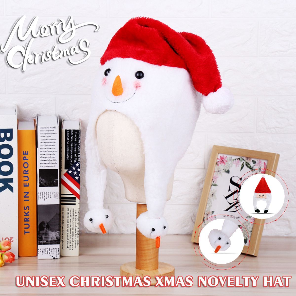 Unisex-Christmas-Xmas-Novelty-Plush-Hat-Santa-Claus-Hat-Holiday-Decoration-1747495
