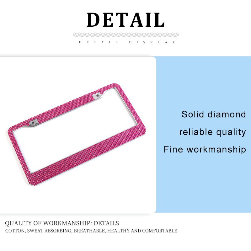 Universal-Metal-License-Plate-Frame-Tag-Crystal-Rhinestone-Diamond-Bling-1762490