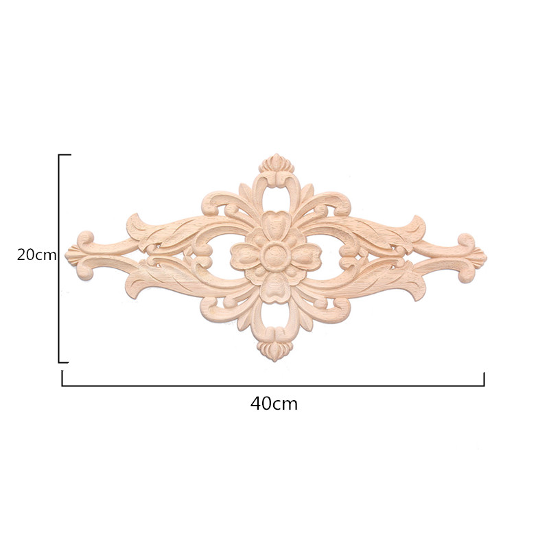 Unpainted-Wood-Oak-Applique-Carved-Corner-Round-Onlay-Furniture-Home-Decor-1144098