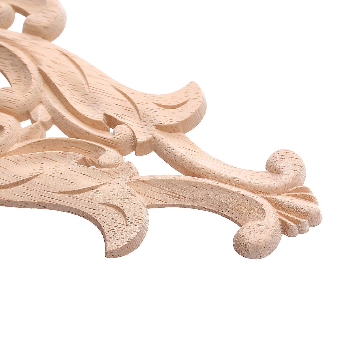 Unpainted-Wood-Oak-Applique-Carved-Corner-Round-Onlay-Furniture-Home-Decor-1144098