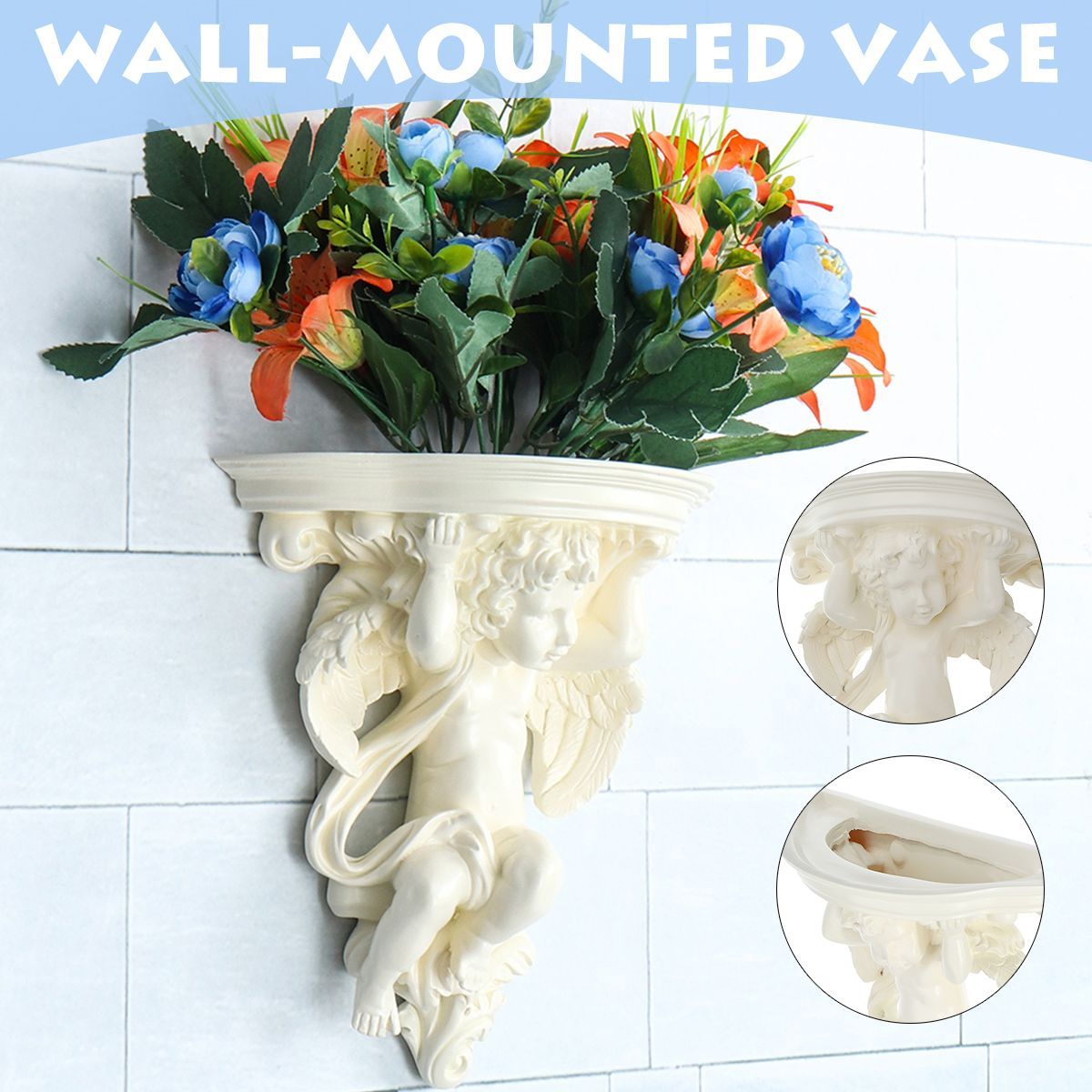 Wall-Hanging-Flower-Pot-Cupid-Angel-Plaster-Corbel-Rack-Shelf-Vase-Rococo-Art-Decorations-1585071
