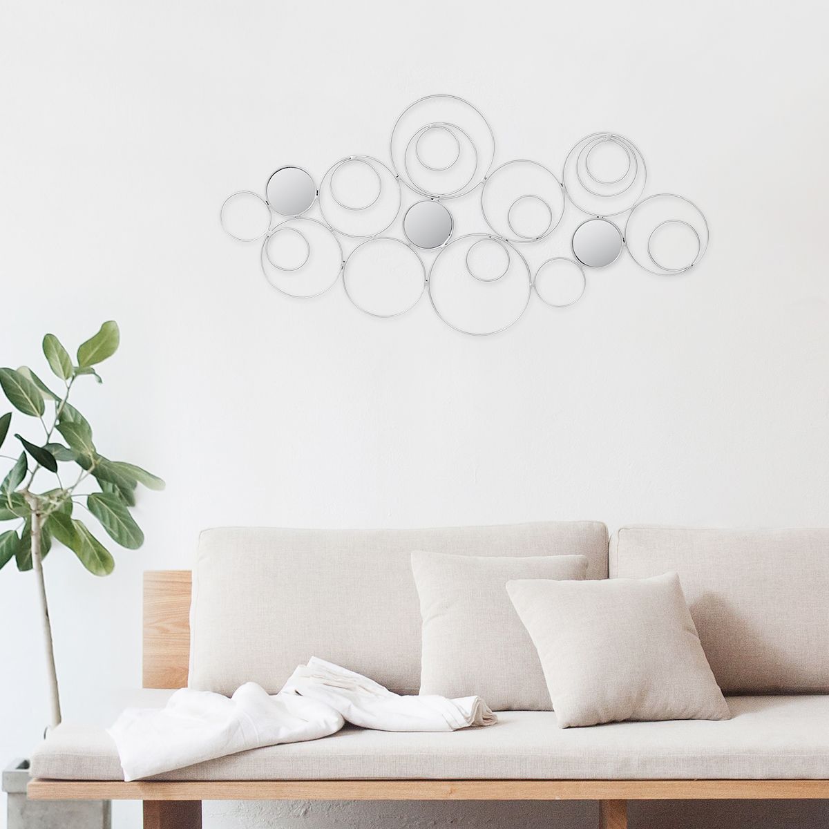Wall-Mirror-Abstract-Metal-Hanging-Ring-Round-Sculpture-Home-Art-Decoration-1762500