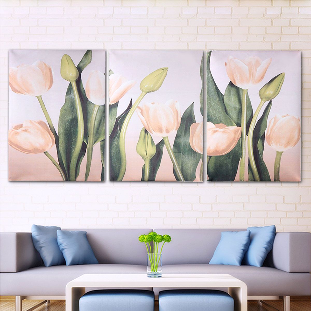 Wall-Unframed-Triptych-Flower-Tulip-Blossom-Canvas-Prints-Picture-Paintings-1639170