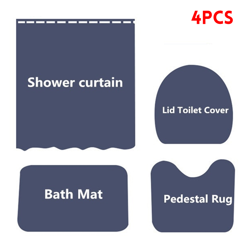 Waterproof-Bathroom-Shower-Curtain-Toilet-Seat-Cover-Mat-Non-Slip-Rug-Set-1756982
