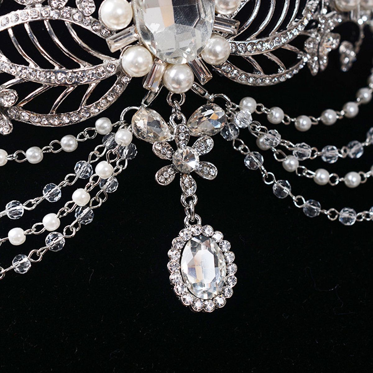 Wedding-Headband-Hair-Accessories-Queen-Crown-Bridal-Tiara-Crystal-Pear-1118395
