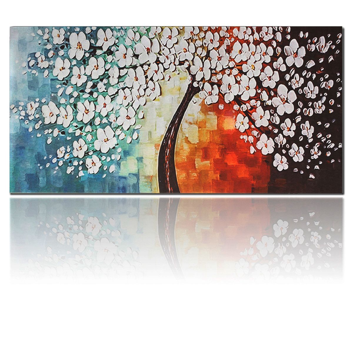 White-Plum-Flower-Tree-Oil-Paintings-Unframed-Canvas-Print-Wall-Art-Picture-Home-Decorations-1582919