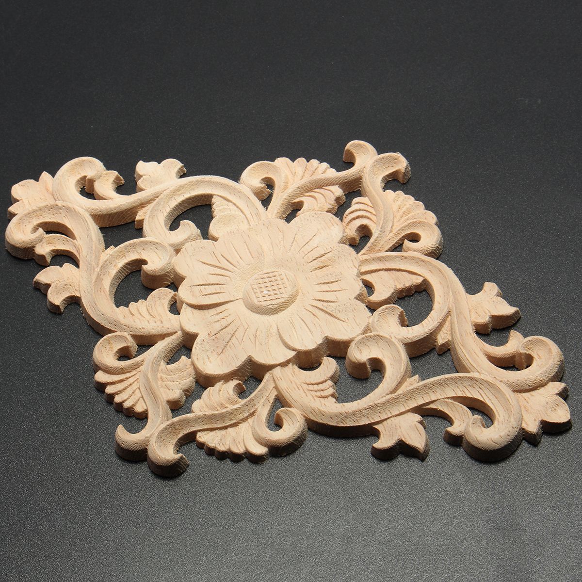 Wood-Carving-Applique-Unpainted-Onlay-Flower-Pattern-Door-Furniture-Cabinet-Decal-Decor-1257528