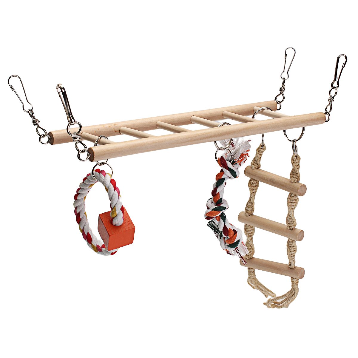 Wooden-Bird-Parrot-Parakeet-Cockatiel-Ladder-Hammock-Swing-Chew-Hanging-Toys-1171197