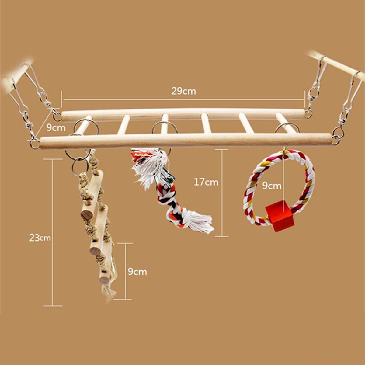Wooden-Bird-Parrot-Parakeet-Cockatiel-Ladder-Hammock-Swing-Chew-Hanging-Toys-1171197