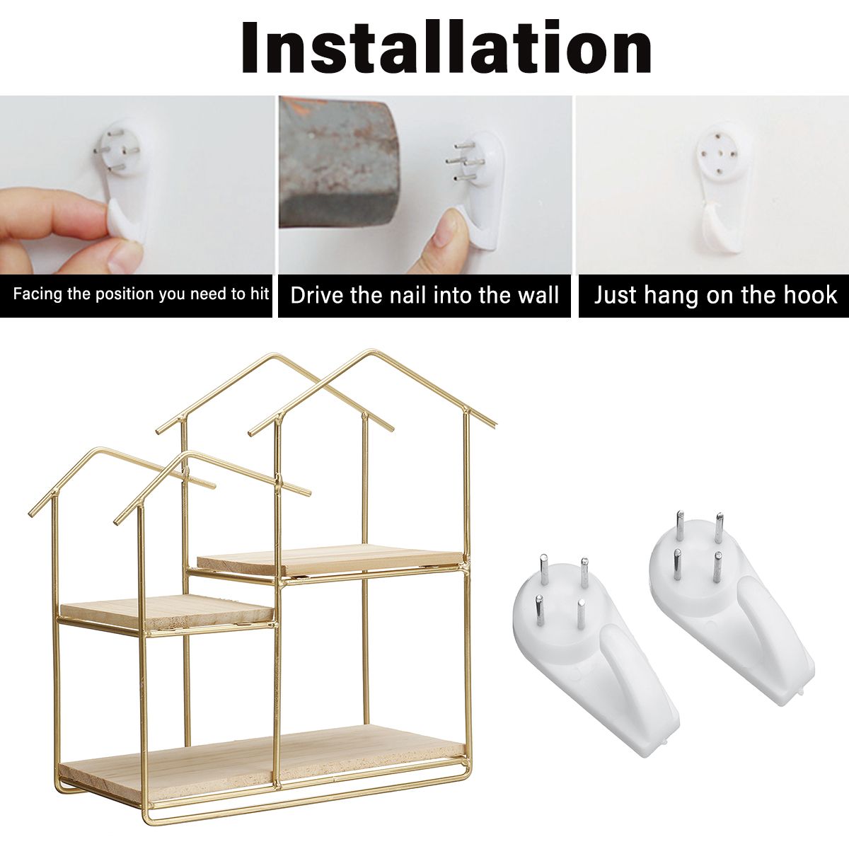 Wooden-Metal-Floating-Shelf-Wall-Mounted-Storage-Display-Rack-House-Home-Shaped-Shelf-1761607