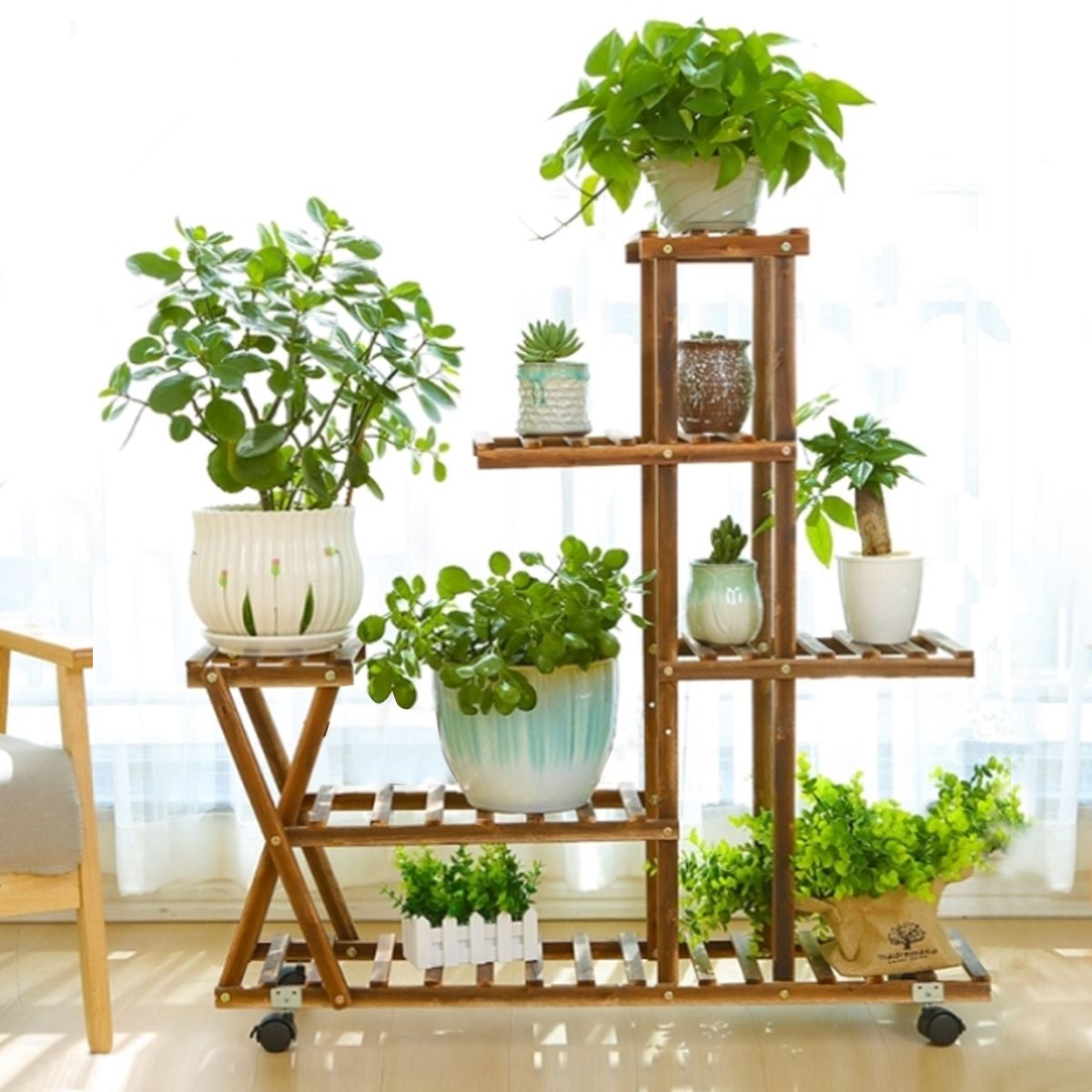 Wooden-Plant-Flower-Pot-Stand-Shelf--Indoor-Outdoor-Garden-Planter-With-Wheels-1652395