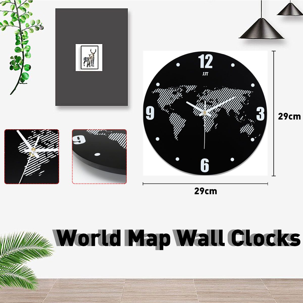 World-Map-Wall-Clock-Modern-Travel-Around-Density-Fibreboard-Record-Home-Kitchen-1530259