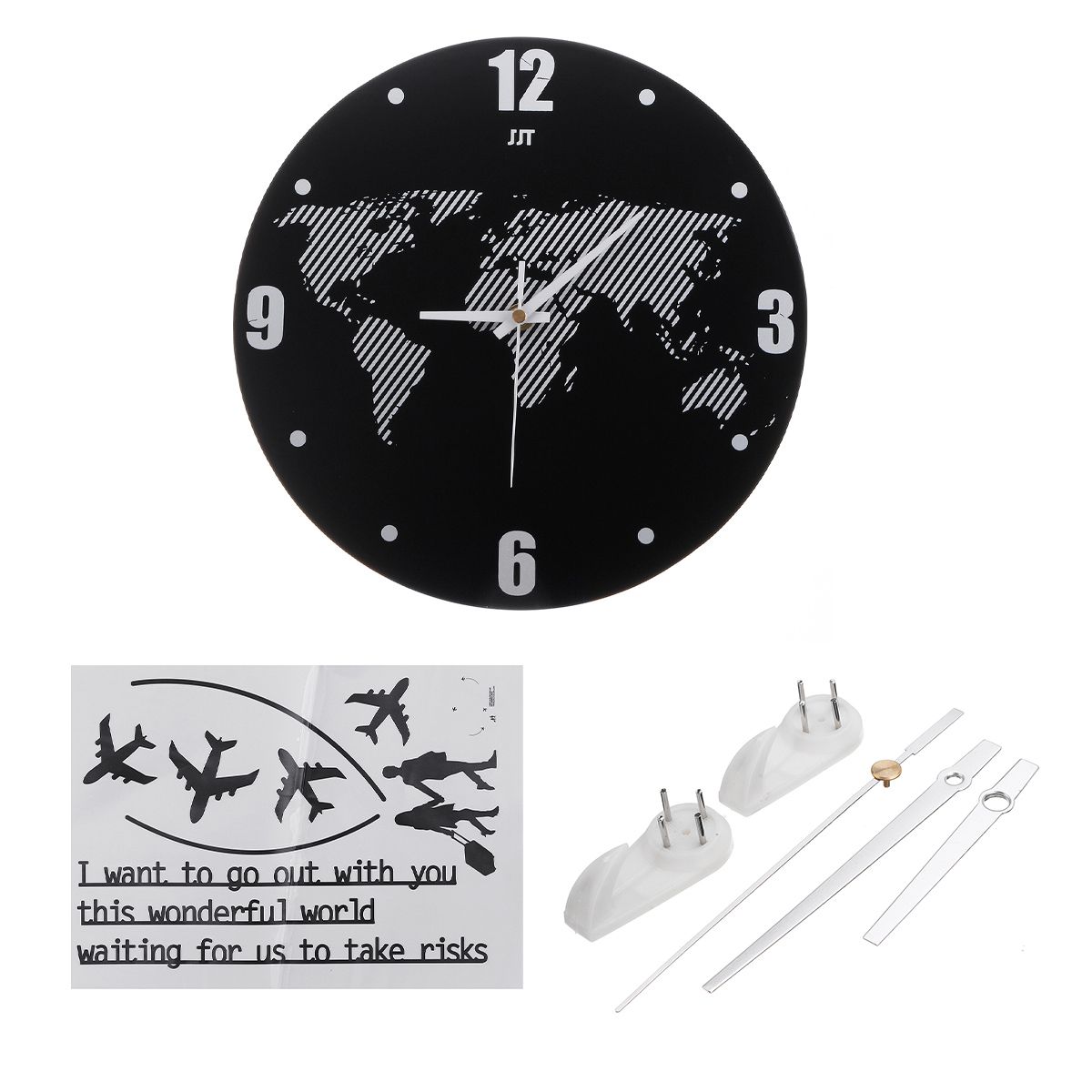 World-Map-Wall-Clock-Modern-Travel-Around-Density-Fibreboard-Record-Home-Kitchen-1530259