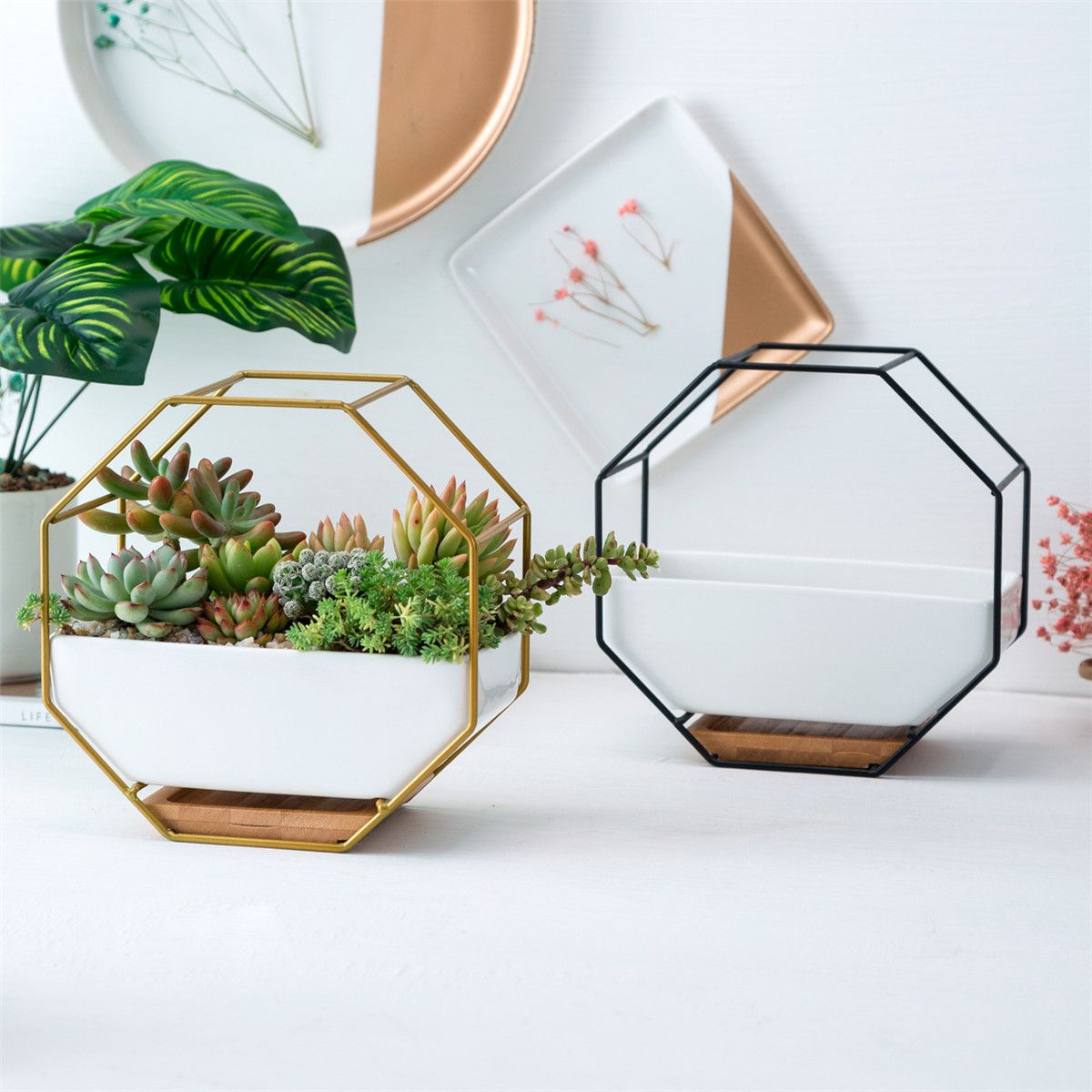 Wrought-Iron-Simple-Octagonal-Ceramic-Flower-Pot-Creative-Wall-Hanging-Succulent-Flower-Pot-Set-1726559