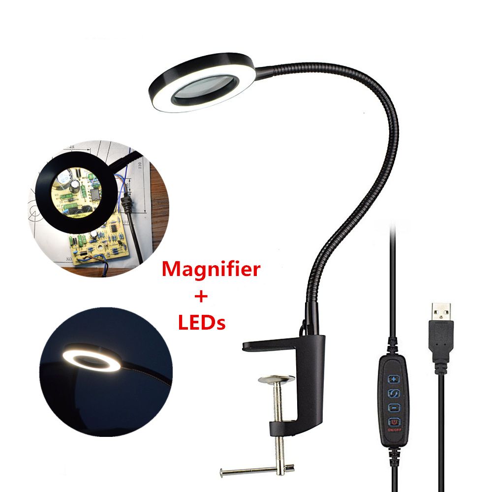 Balck-USB-Magnifying-Glass-3X-Vise-Table-Clamp-Magnifier-42-SMD-LED-Lights-Flexible-Desk-Lamp-1721782