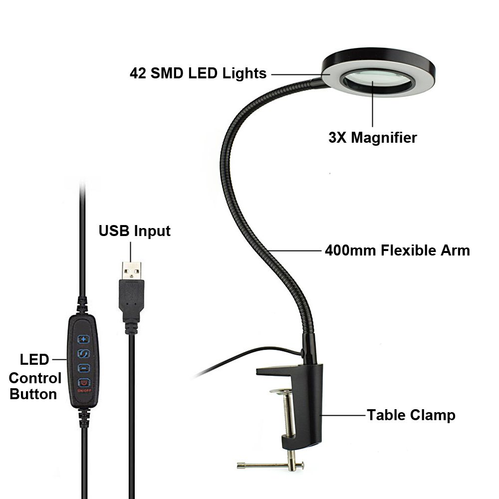 Balck-USB-Magnifying-Glass-3X-Vise-Table-Clamp-Magnifier-42-SMD-LED-Lights-Flexible-Desk-Lamp-1721782