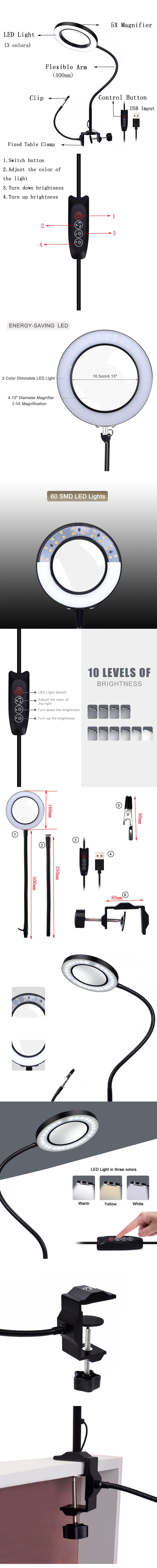 NEWACALOX-5X-USB-Magnifier-LED-Light-with-2pc-Flexible-Arm-Illuminated-Magnifying-Glasses-Reading-We-1651762