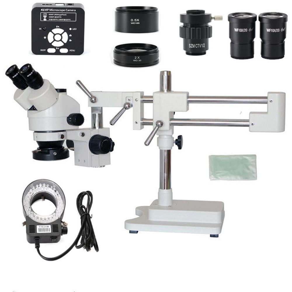 35X-7X-45X-90X-Double-Boom-Stand-Zoom-Simul-Focal-Trinocular-Stereo-Microscope41MP-Camera-Microscope-1605026