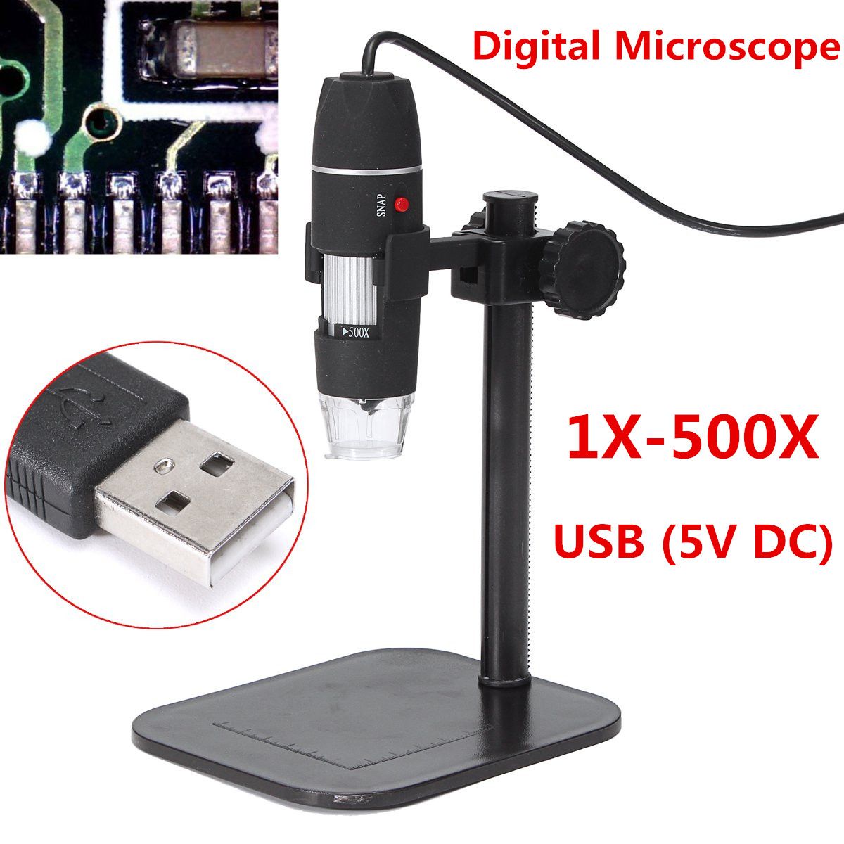 5MP-8-LED-USB-Digital-Camera-Microscope-Magnifier-Lift-Stand-1X-500X-5V-DC-Video-1154690