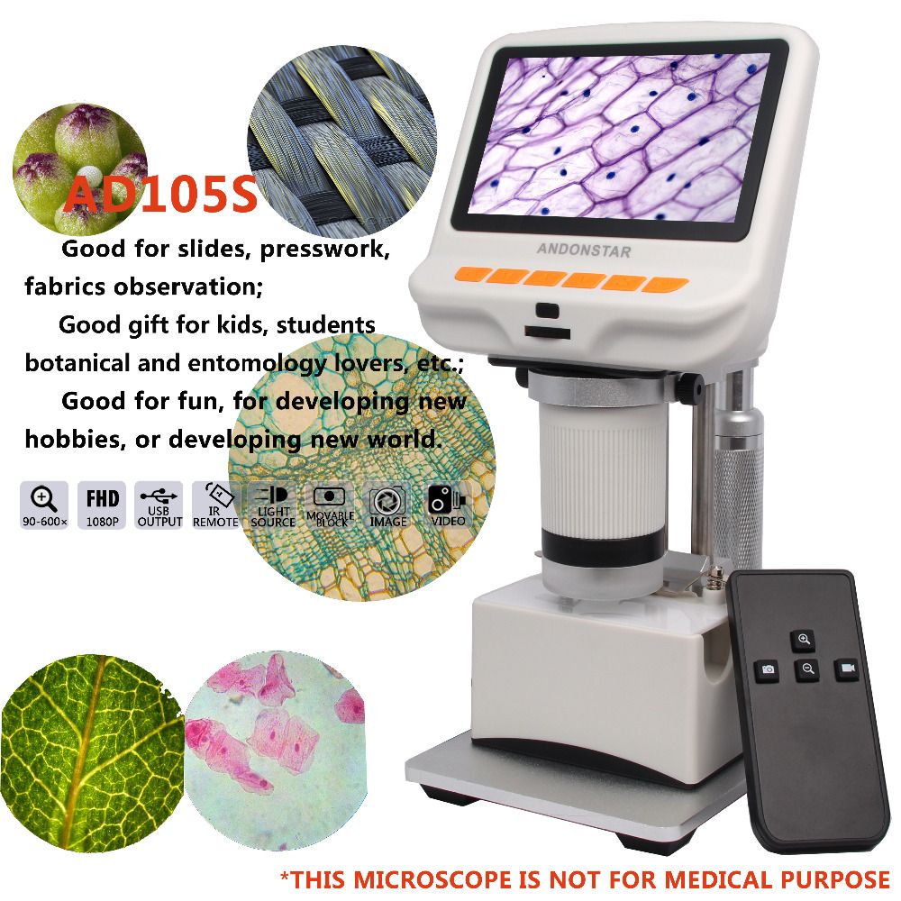 Andonstar-AD105S-43-Inch-600X-FHD-1080P-Digital-USB-Microscope--Built-in-Display-Slides--Movable-Bl-1367010