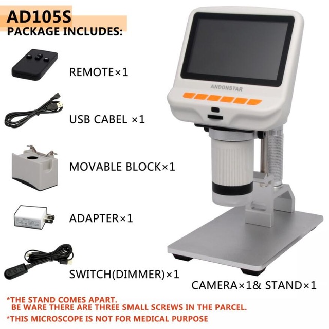 Andonstar-AD105S-43-Inch-600X-FHD-1080P-Digital-USB-Microscope--Built-in-Display-Slides--Movable-Bl-1367010