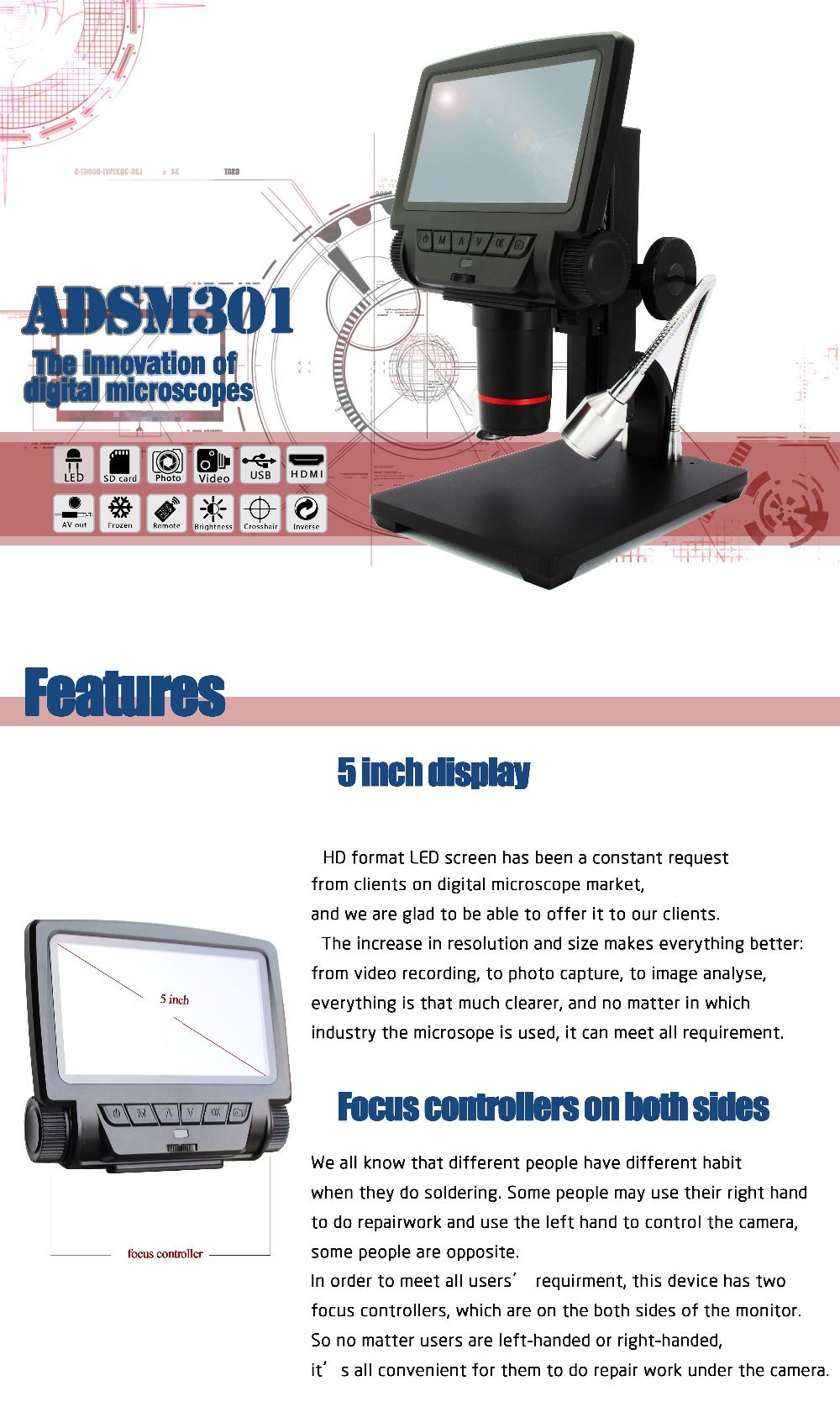 Andonstar-ADSM301-Digital-USBHDMIAV-Microscope-5inch-Built-in-Display-High-Object-Distance-THT-SMD-f-1646814
