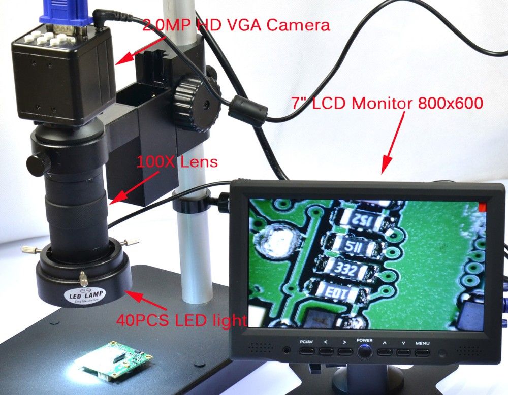 HAYEAR-20MP-VGA-Digital-Industrial-Microscope-Camera-100X-Zoom-C-mount-Lens-7quot-LCD-Monitor-144-LE-1497272