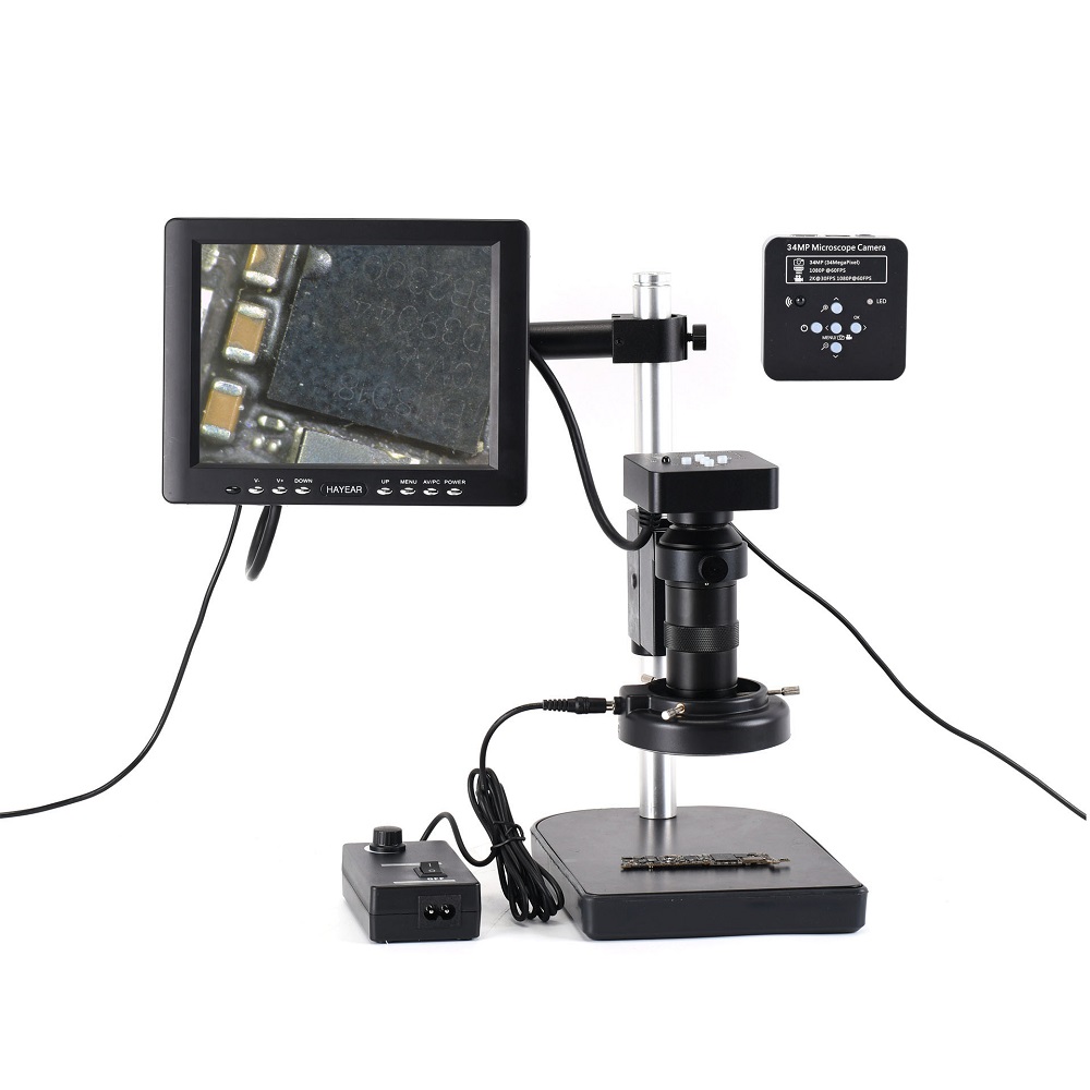 HAYEAR-34mp-Industrial-Microscope-Camera-Kit-HDMI-USB-100X-C-mount-Zoom-Lens-60-LED-Light-with-8quot-1588689