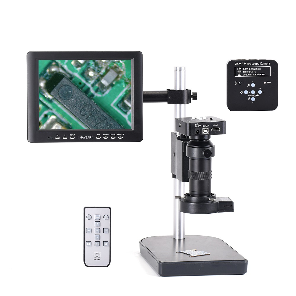 HAYEAR-34mp-Industrial-Microscope-Camera-Kit-HDMI-USB-100X-C-mount-Zoom-Lens-60-LED-Light-with-8quot-1588689