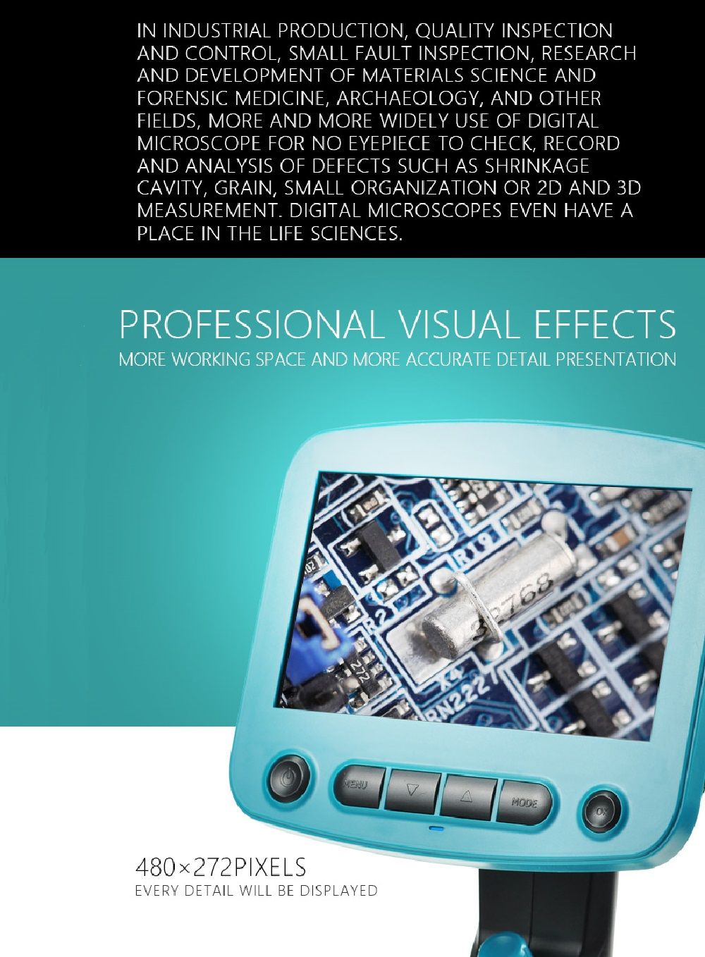 HD-5-0MP-800X-Portable-USB-Digital-LCD-Microscope-43-Inch-LCD-ScreenAluminum-Alloy-Stand-1368449