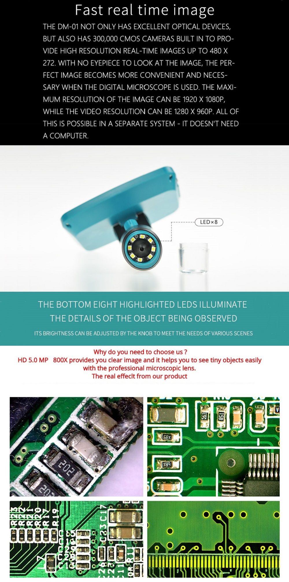 HD-5-0MP-800X-Portable-USB-Digital-LCD-Microscope-43-Inch-LCD-ScreenAluminum-Alloy-Stand-1368449