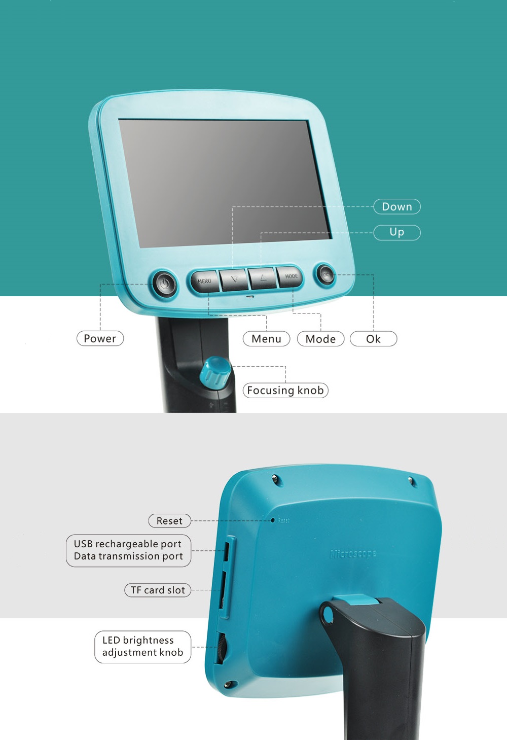 HD-5-0MP-800X-Portable-USB-Digital-LCD-Microscope-43-Inch-LCD-ScreenAluminum-Alloy-Stand-1368449