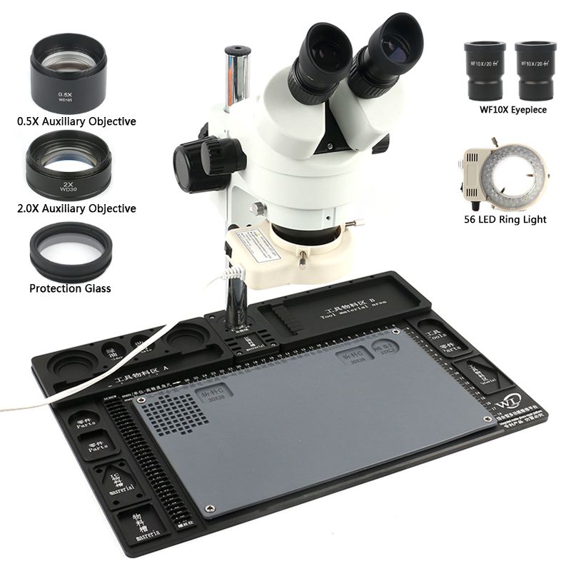 Stereo-Microscope-35X---90X-Continuous-Zoom-Magnification--Big-Aluminum-Stand--56-LED-Ring-Light--Le-1481300
